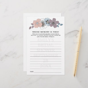Bridal Shower Game Whose Memory Blue Pink Florals