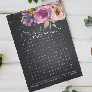 Bridal Shower Game Word Search Dusty Pink Purple 