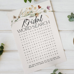 Bridal Shower Game Word Search Tiny Vintage Floral