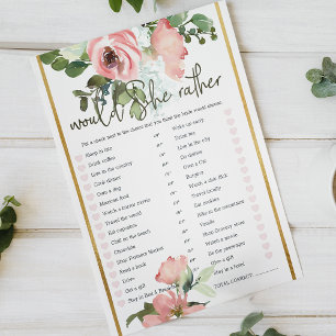 Bridal Shower Game Would She Rather Eggshell Blush