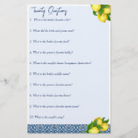 Bridal shower games 20 questions game