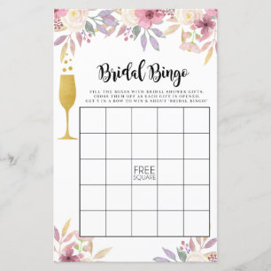 Bridal Shower Games Bingo Game Wedding Champagne