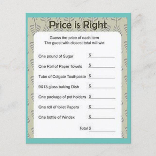 BRIDAL SHOWER GAMES FLYER (Front)