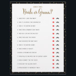 Bridal Shower Games Guess Who Bride or Groom Game<br><div class="desc">Simple black and white layout with gold polka dots, "Guess Who" questionnaire game with a red lips or black moustache to circle the answer. Make sure to ask the bride and groom the questions beforehand! Backer colour is customisable. Don't want to print your own bridal shower games, Use these flyers...</div>