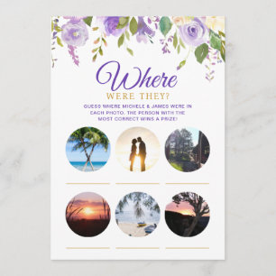 Bridal Shower Games Purple Floral Photo Card