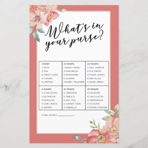 Bridal Shower Games What's In Your Purse Game Pink