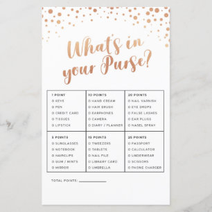Bridal Shower Games What's In Your Purse Game Rose