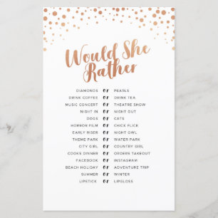 Bridal Shower Games What's In Your Purse Game Rose