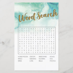 Bridal Shower Games Word Search Game Blue Gold
