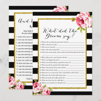 Bridal Shower Games x2 - Groom say | Bride Wore Invitation