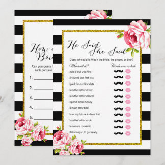 Bridal Shower Games x2 - Who Said | How Old Invitation