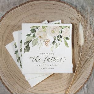 Bridal Shower Garden Sage Green Floral Elegant Napkin