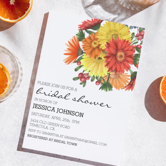 Bridal Shower Gerbera Daisy Floral  Invitation (Creator Uploaded)