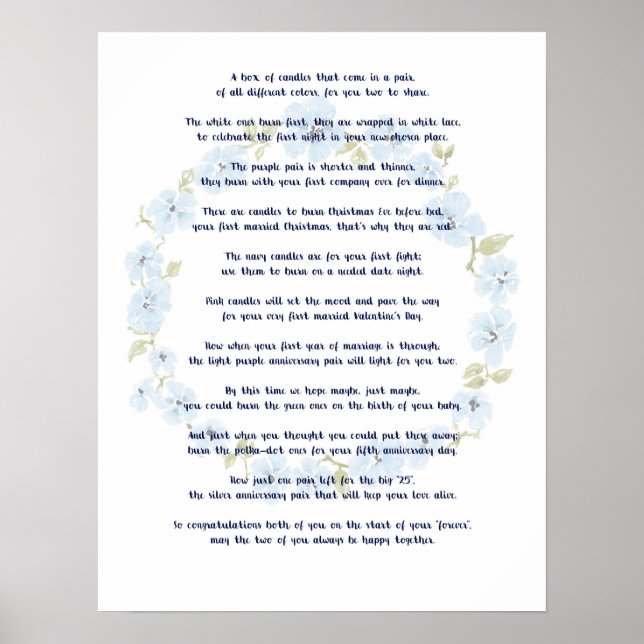 Bridal Shower gift - Candle Box insert Poster (Front)