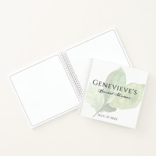 Bridal Shower Gift Notebook   green leaf