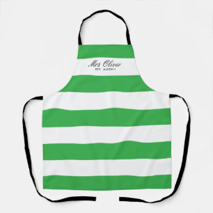 Bridal Shower Gift Personalized Apron Green Stripe