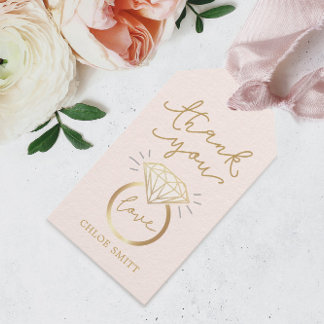 Bridal Shower Gift Tag, Modern Chic Diamond Ring Tags