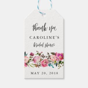 Bridal Shower Gift Tags Pink Floral Watercolor