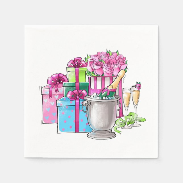 Bridal Shower Gifts Champagne Flutes Napkin (Front)