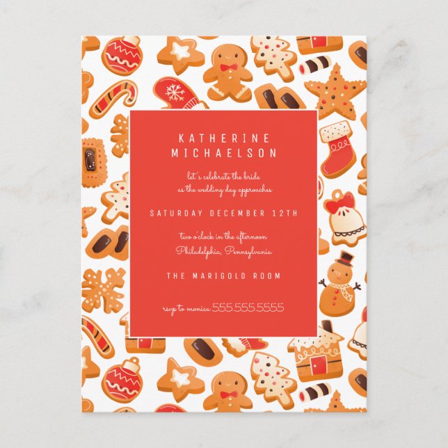 BRIDAL SHOWER | Gingerbread Cookies Invitation Postcard (Front)