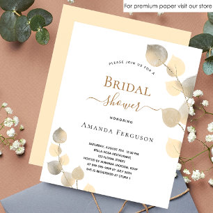 Bridal Shower godlen eucalyptus budget invitation Flyer