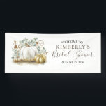 Bridal Shower Gold and White Pumpkins Fall Banner<br><div class="desc">Fall bridal shower welcome banner</div>