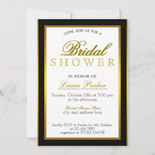 Bridal Shower Gold Black Card Striped Classic