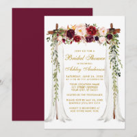 Bridal Shower Gold Burgundy Floral Canopy
