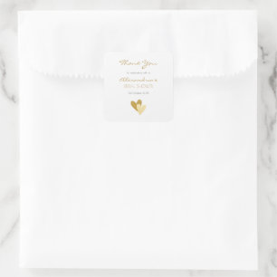 Bridal Shower Gold Hearts Square Sticker