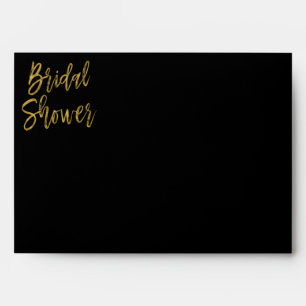 Bridal Shower Gold Return Address Printed on Back Envelopes