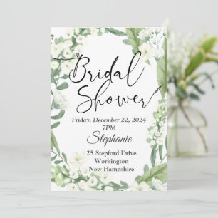 Bridal Shower, green floral surround Invitation