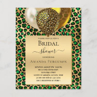 Bridal Shower green leopard budget invitation