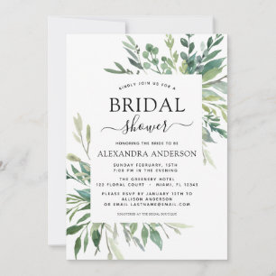 Bridal Shower Greenery Botanical Watercolor Invitation
