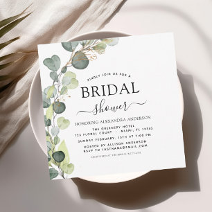 Bridal Shower Greenery Eucalyptus Succulent Invitation