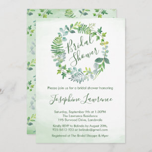 Bridal Shower Greenery Foliage Watercolor Invitation