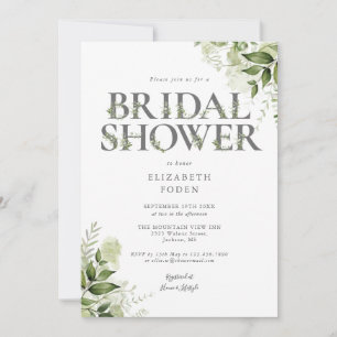 Bridal Shower Greenery Letter Monogram Invitation