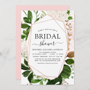 Bridal Shower Greenery Rose Gold Geometric Invitation