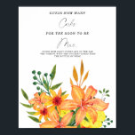 Bridal Shower Guess How Many Corks Poster<br><div class="desc">Orange watercolor flowers bridal shower Invitation. Matching items available.</div>