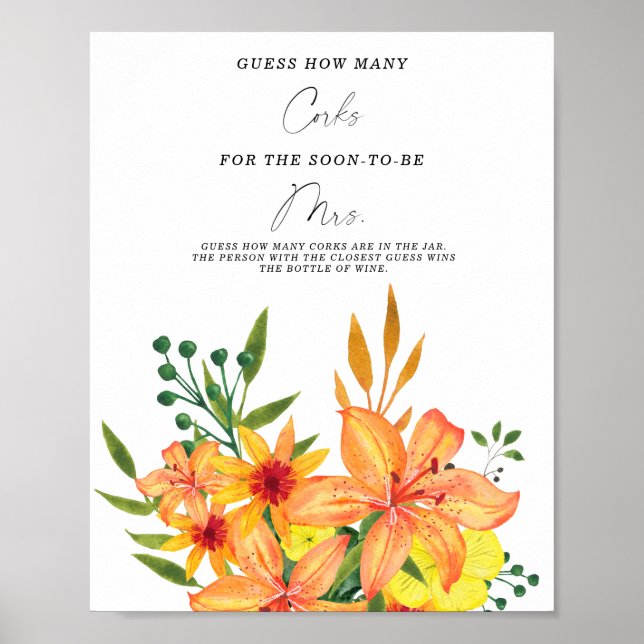 Bridal Shower Guess How Many Corks Poster (Front)