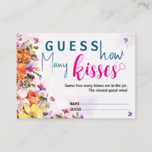 Bridal Shower Guess How Many Kisses Spring Floral Enclosure Card