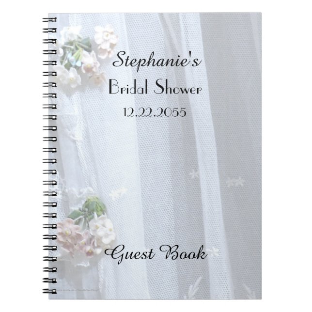 Bridal Shower Guest Book, Vintage Lace Spiral Notebook (Front)