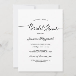 Bridal Shower Handwritten Script Elegant Invitation