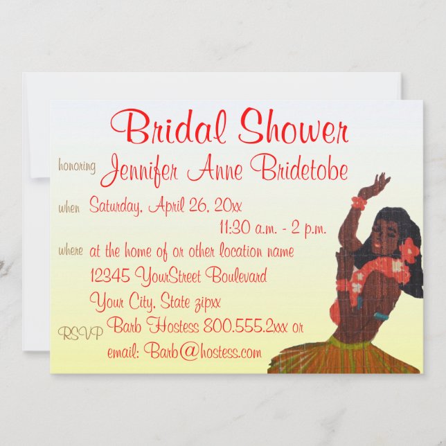 Bridal Shower Hawaii Luau Theme Invitation (Front)
