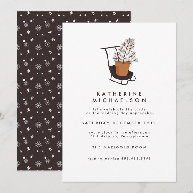 BRIDAL SHOWER | Holiday Tree Sled Invitation (Front/Back)