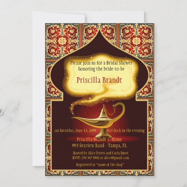 Bridal Shower Honouring the Bride, Arabian night Invitation (Front)