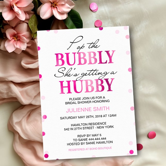 Bridal Shower Hot Pink Confetti Invitations (Creator Uploaded)