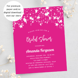 Bridal Shower hot pink stars budget invitation