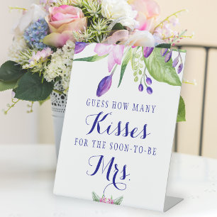 Bridal shower how many kisses game sign