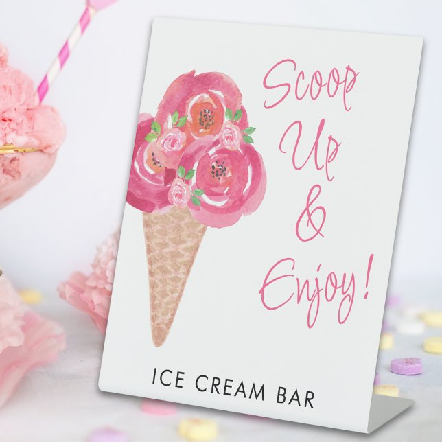 Bridal Shower Ice Cream Bar Pedestal Sign (Creator Uploaded)