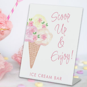 Bridal Shower Ice Cream Bar Pedestal Sign